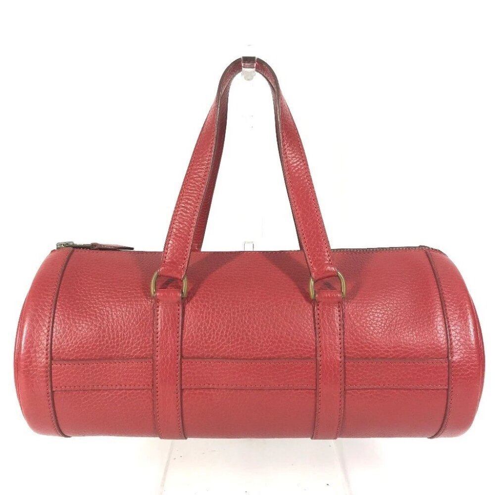 HERMES vintage Mini RD Cylindrical Hand Bag Ardennes Red